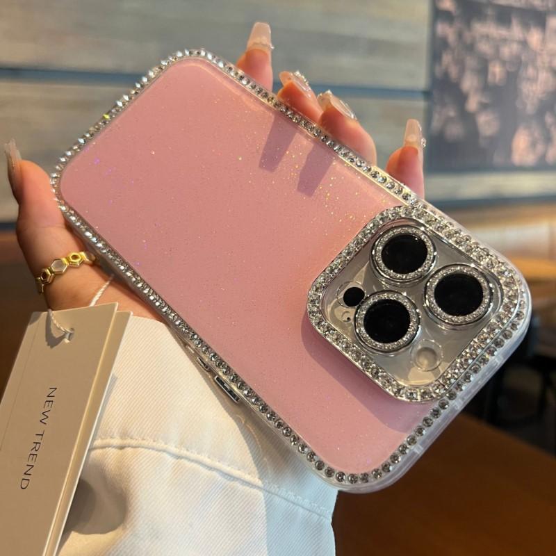 Luxury Bling Glitter Cute Clear Soft Phone Case For iPhone 16 15 14 13 12 Pro Max 11 Diamond Frame Bumper Shining Cover Girly