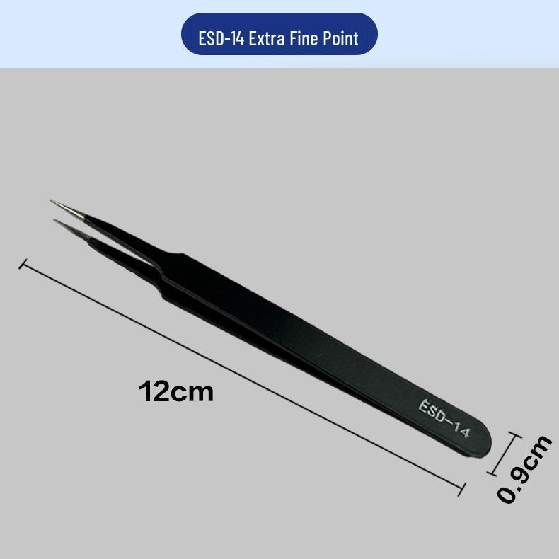 Anti-Static Stainless Steel Precision Tweezers, Curved Tip for Electronics, Eyelash Extensions, Manicure, Bird's Nest Picking, and Hair Removal.