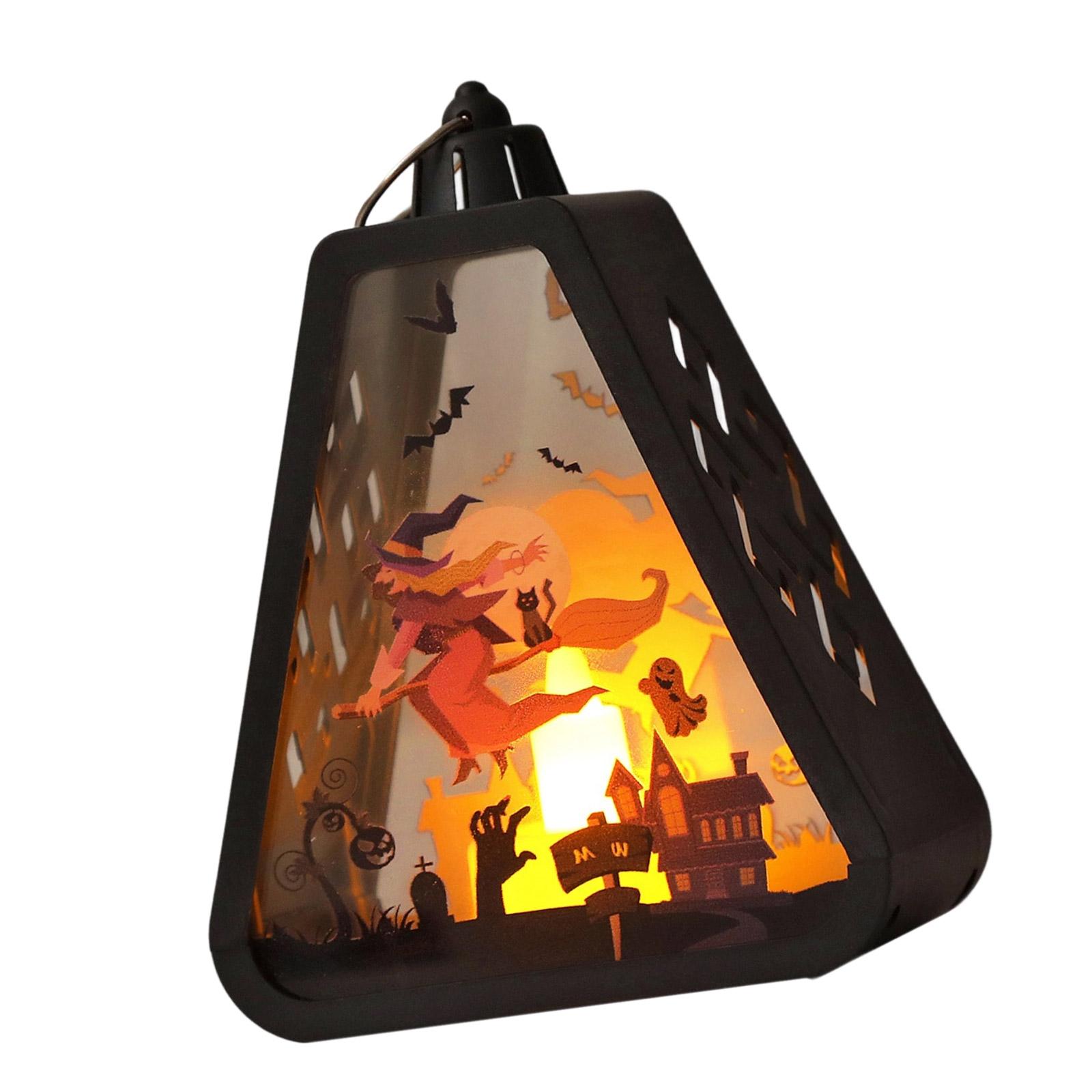 

Halloween Lantern Hanging Decors Witch Pumpkin Castle Pattern Portable Lamp For Holiday Party Tabletop Decoration Gift A
