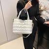 Autumn and Winter Casual Lazy Style Foreign Style Portable Wide Shoulder Strap Messenger Bag Women's Space Cotton Embroidery Thread Large Capacity