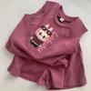 Children's LBB Pure Cotton Short-sleeved T-shirt and Shorts Summer Boys' and Girls' Fashionable Cartoon Two-piece Set