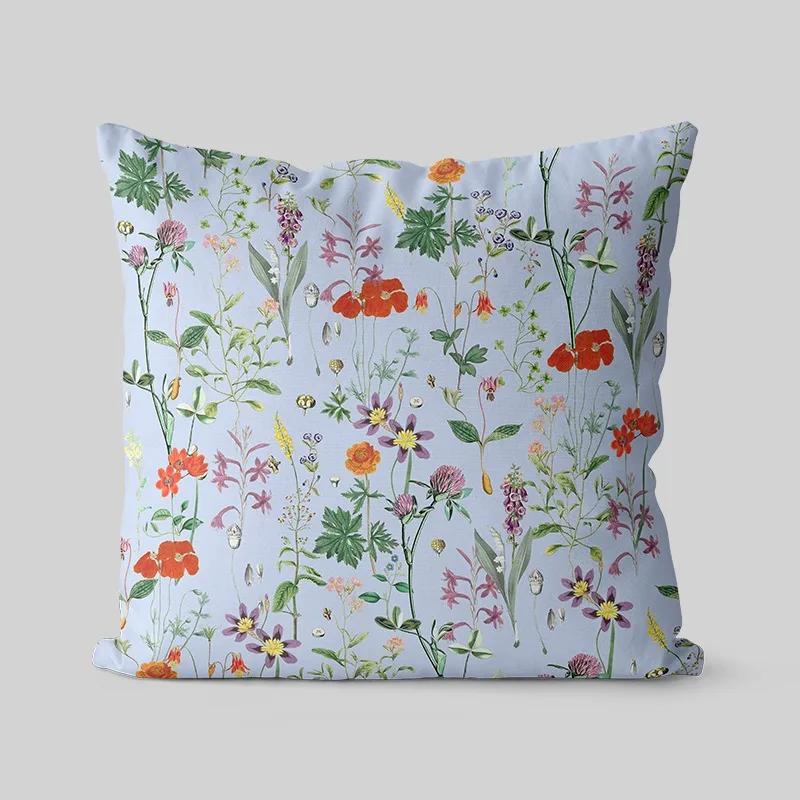 Retro Flower And Bird Pillowcase Dormitory Decoration Office Living Room Sofa Home Pillowcase One Side