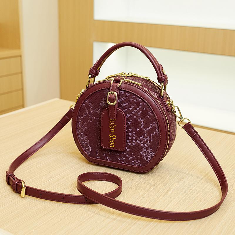 

Retro Handbag, Women s Bag, Versatile Round Cake Bag, Multi Compartment Large Capacity Shoulder Bag, Crossbody Bag бордовий