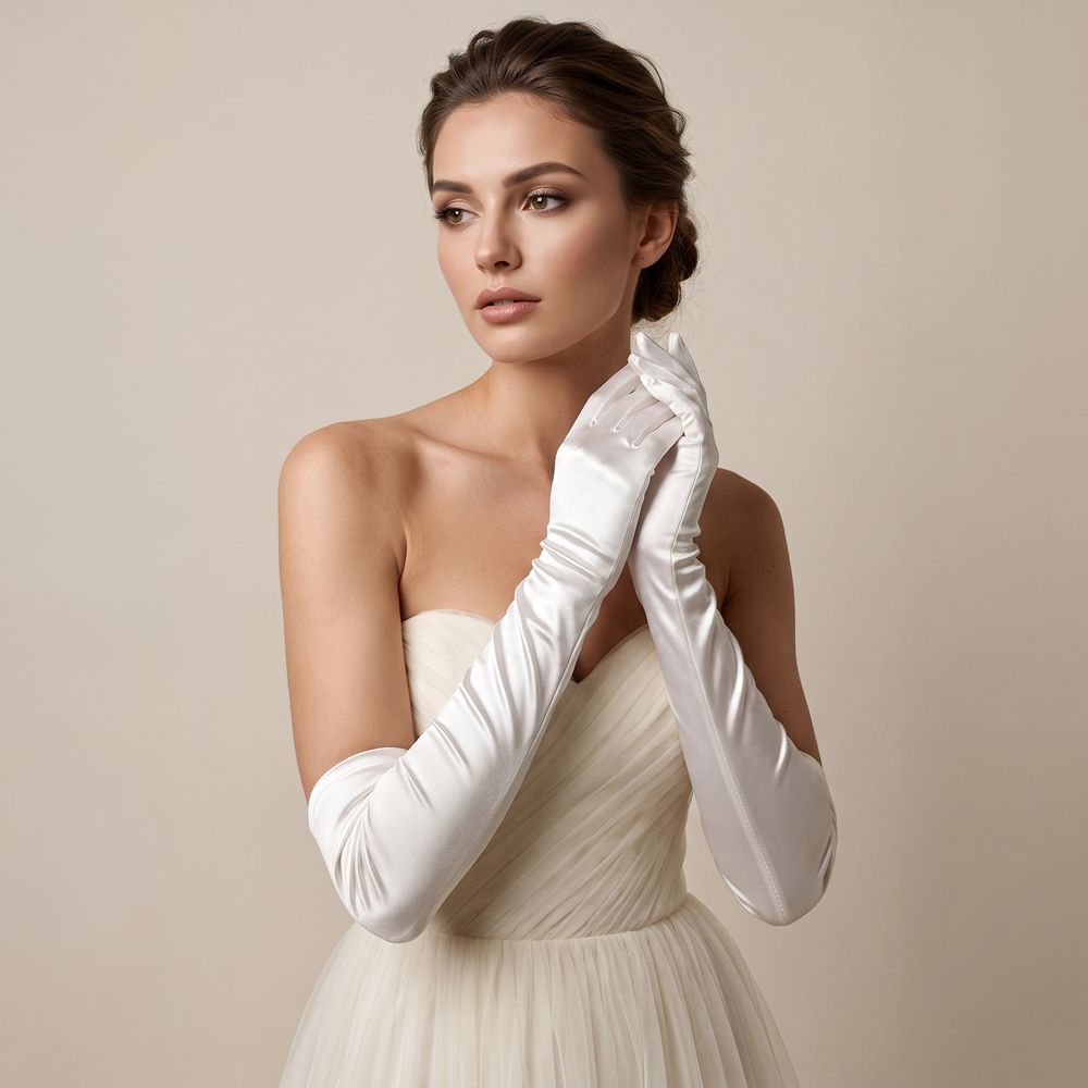 1920s Satin Gloves Solid Color Etiquette Mittens Cute Long Gloves  Photography Props