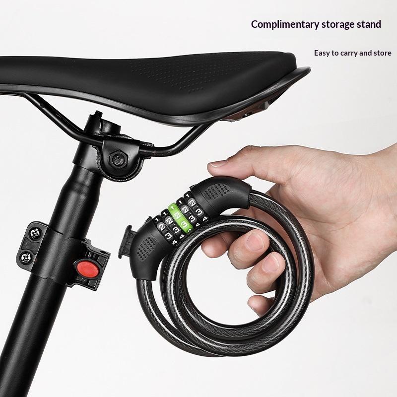 BENGGUO 5-stellige Zahlenschloss für Fahrräder, dickes Stahlkabel, Diebstahlschutz-Sicherheitsschloss mit Halterung