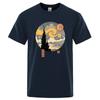 Starry Ukiyo-E Night Funny Printing T Shirts Mens Harajuku Casual Tshirts Cotton Summer Short Sleeve High Quality Street Tops