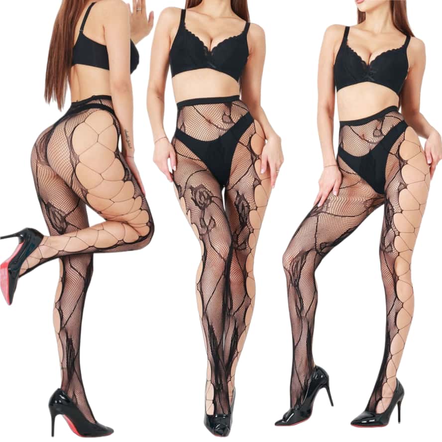 Newfunjoin Open Crotch Hollow Mesh Pantyhose Women Sexy Sheer Oversize Black Fishnets Stockings White Plus Size Lingerie Tights