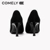 COMELY Women's Square Buckle Rhinestone Stiletto Heels
