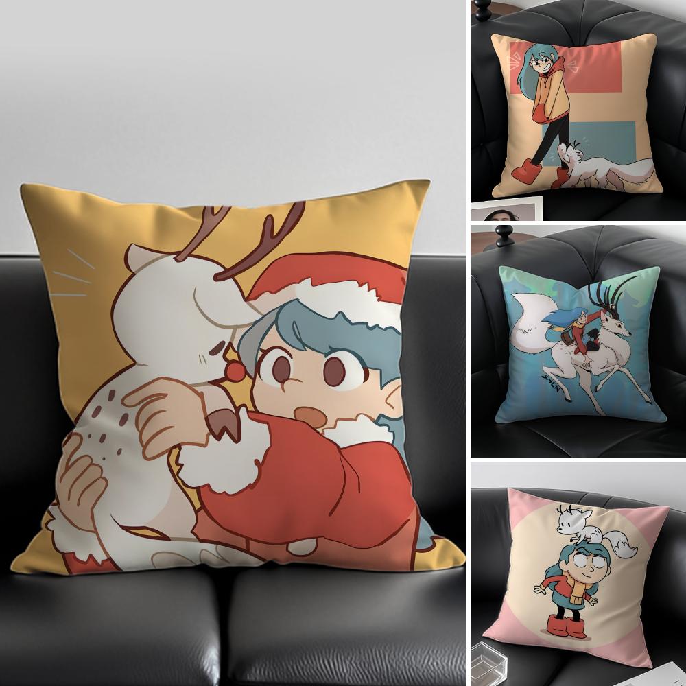 H-Hilda Cartoon Girl Anime Cushion Cover Pillow Case Soft Friendly Fabric & Concealed Zipper