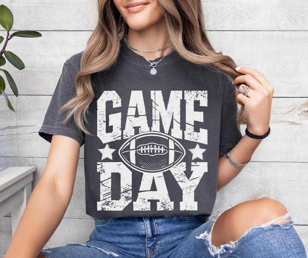 Comfort Colors Football Game Day Shirt: Vintage Style Football Tee for Women