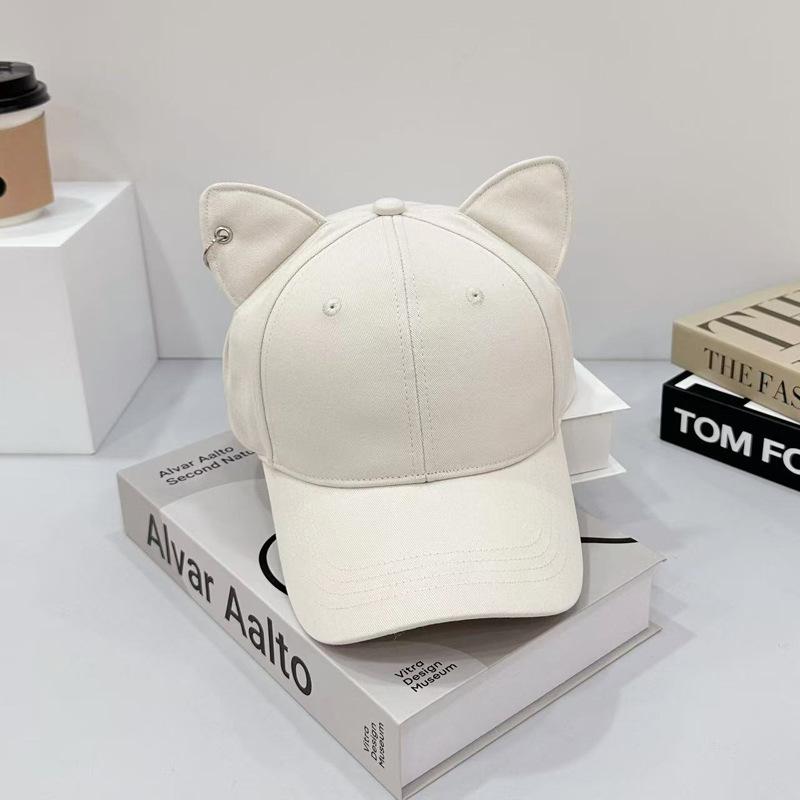 New Adjustable Hat Solid Color Cute Cat Ears Baseball Cap Trendy Cartoon Dad Hat Casual Couple Sun Hats For Women