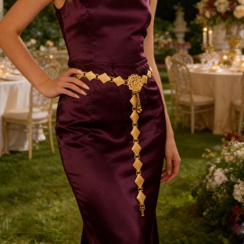 Blingbling Waist Belt Stylish Carved Floral Waist Chain Belt Elaborate Chain Belly Chain for Wedding Waist Chain