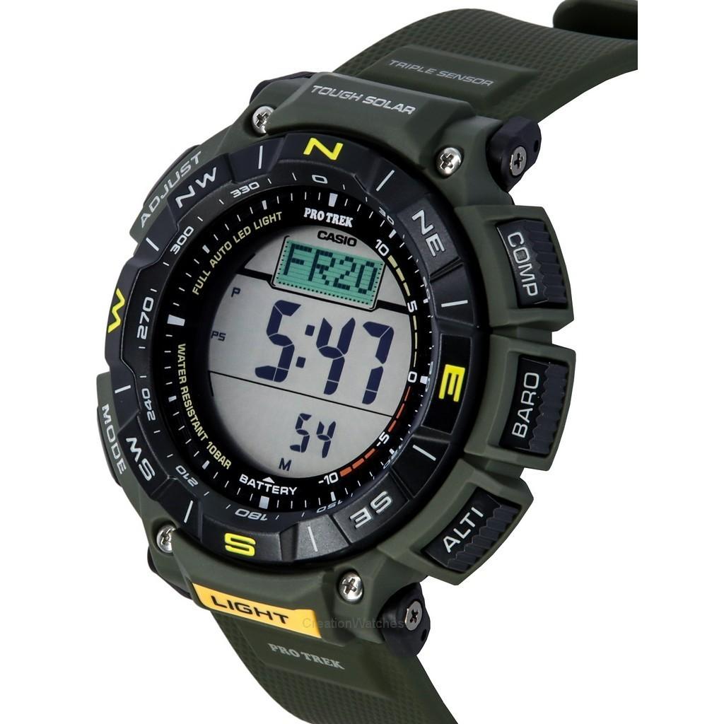 Casio Pro Trek Digital Green Bio Based Resin Strap Tough Solar PRG-340-3 100M Men's Watch