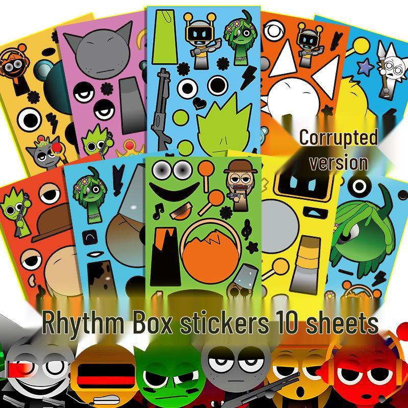 

Ритм-бокс Sprunki Игровые наклейки Сделай сам Развивающая игрушка Книга для детей