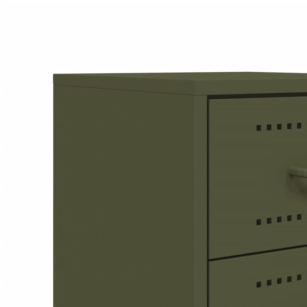 Nightstand Olive Green 36 X 39 X 60.5 Cm Steel