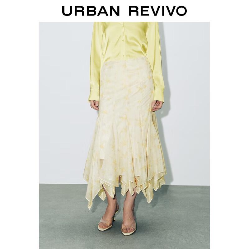 

UR 2025 Autumn Irregular Floral Fishtail Midi Skirt XL