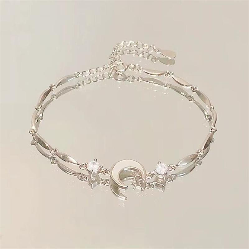 Sparkling Cherry Blossoms Bracelets for Women Fashion Temperament Wave Moon Flower Adjustable Bracelet Wedding Jewelry Gifts