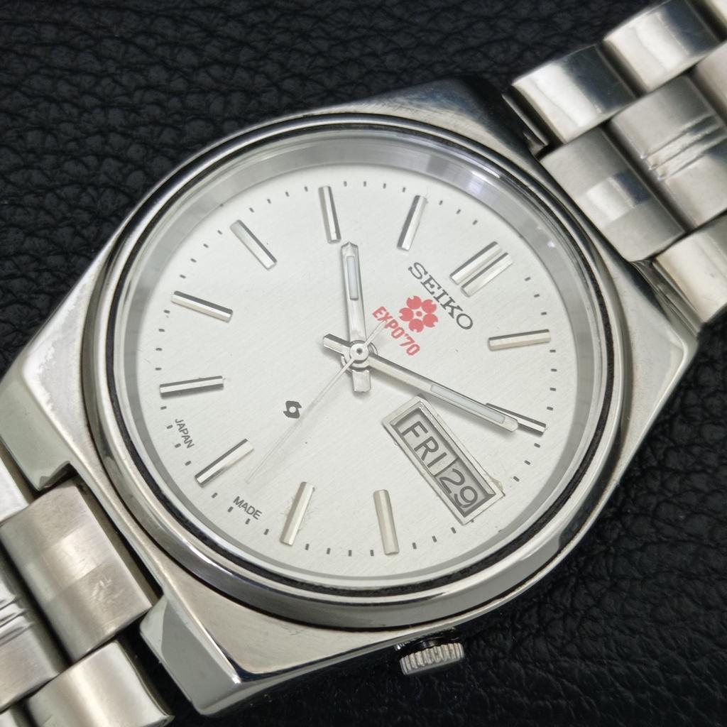 GENUINE VINTAGE SEIKO EXPO 70 AUTOMATIC JAPAN MENS SILVER DIAL WATCH a708790-1
