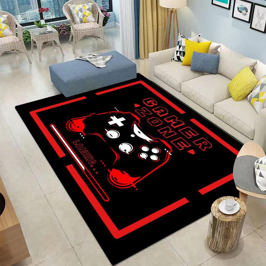 Modern Cartoon Video Game Controller Printed Carpet for Living Room Gamer Gaming Floor Mat Bedroom Bedside Sofa Table Area Rug