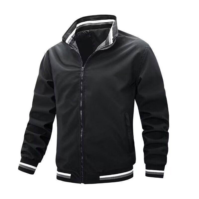 

Spring and Autumn Zipper White Baseball Ordinary Youth Side Seam Socket Unhooded Casual Fit Jacket XXXXL чорний
