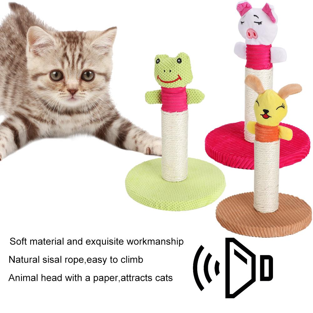 Removable Natural Sisal Pet Cartoon Animal Scratch Climbing Cat Toy Tree Frame(Yellow Rabbit)