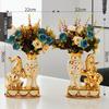 Keramik-Elefantenvase im europäischen Stil – Dekorative Figur mit künstlichen Blumen für Zuhause oder Tischplatte
