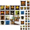 Elegant Cotton Linen Halloween Pumpkin Pillow Case For Home And Car Decor