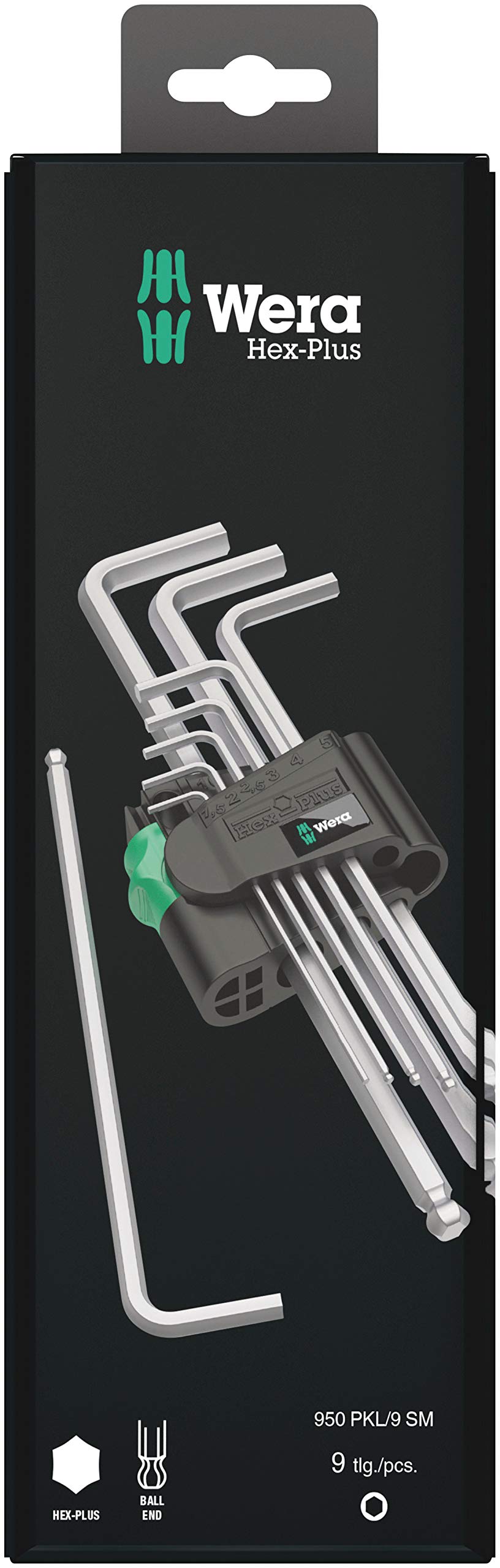 

WERA Ball Point Hex Wrench Set with 073391 9-Piece Hex-Plus L-Shaped Holder,