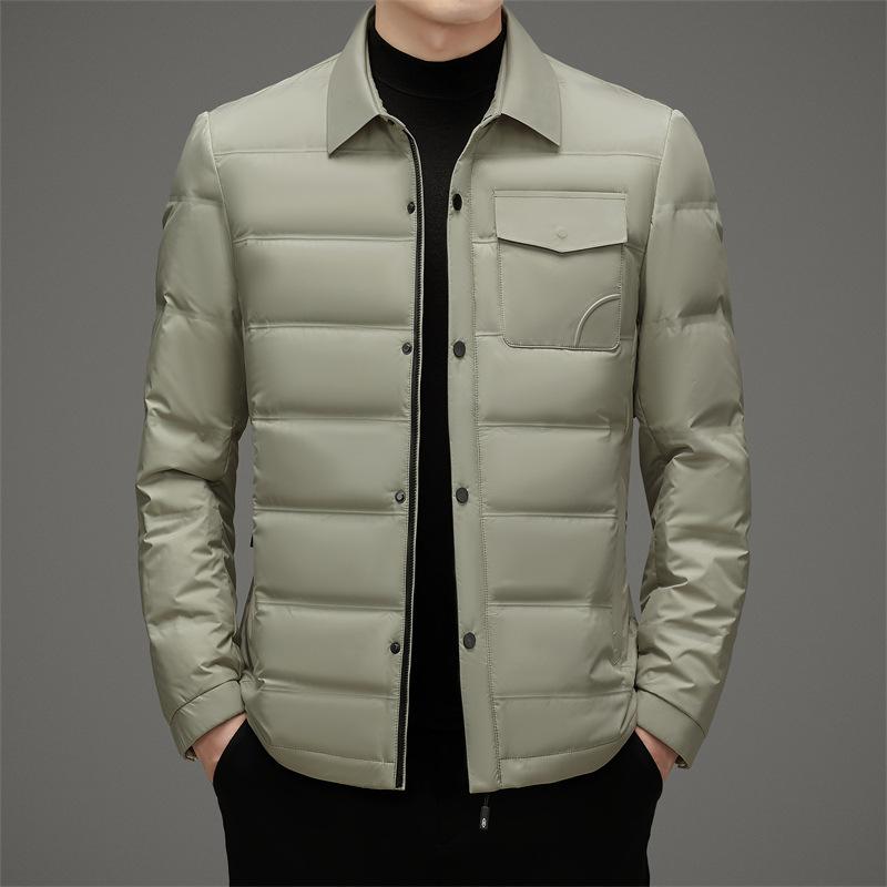 Simple and Light Goose Down Jacket Autumn New Men's Shirt Collar Down Jacket Cold-proof and Warm Down Jacket for Men