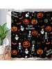 Halloween Shower Curtain,Black Fall Shower Curtains for Bathroom,Horror Skeleton Halloween Curtains Ghost Shower Curtain Set for
