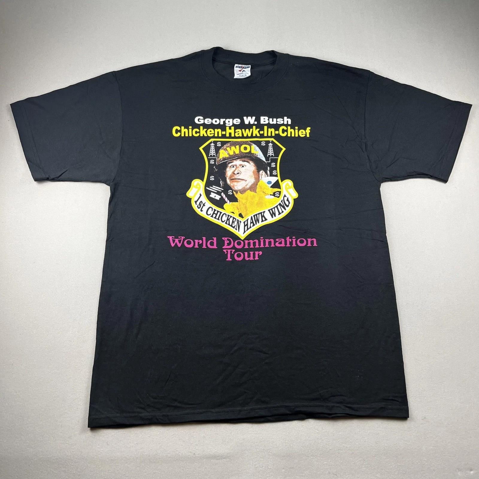 Vintage George W Bush T-Shirt Mens XL Black Political Satire Joke War President L