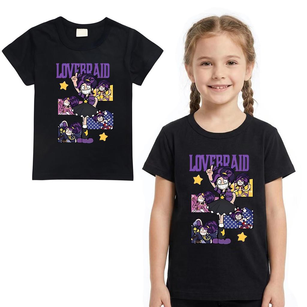 4143 Kids Girls Lily Lovebraids Print Short Sleeves Cotton T-Shirt