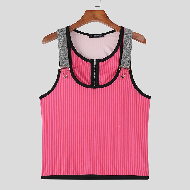 INCERUN Sommer Herren Ärmellos Gestreift Patchwork Lässig Sport Tanktops Weste