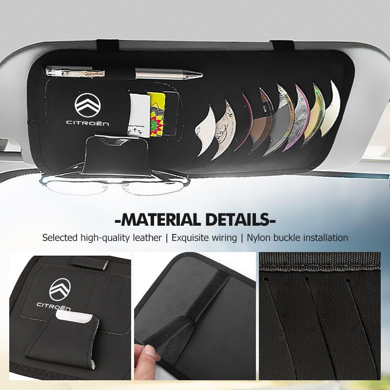 Car Sun Visor Organizer Multi-Pocket Card Sunglasses Holder For Citroen C4 C3 C5 C1 C2 C6 C4L DS3 DS4 Berlingo Picasso Jumper