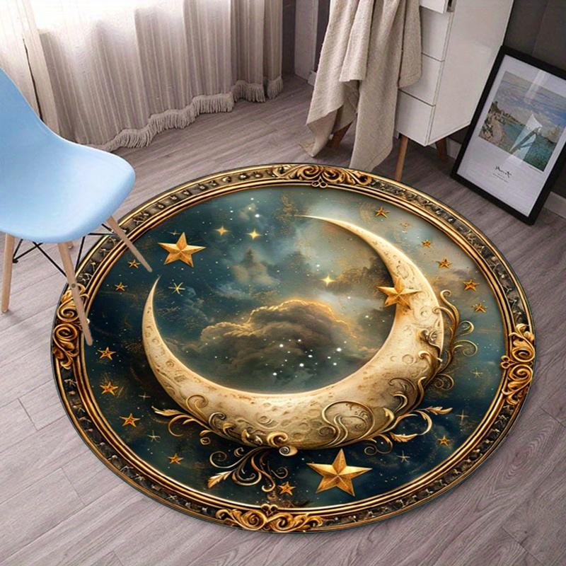

Luxury Moon Round Rug - Crystal Velvet Fantasy Print, Non-Slip Decorative Carpet for Living Room, Bedroom & Office Chair Mat 60cm