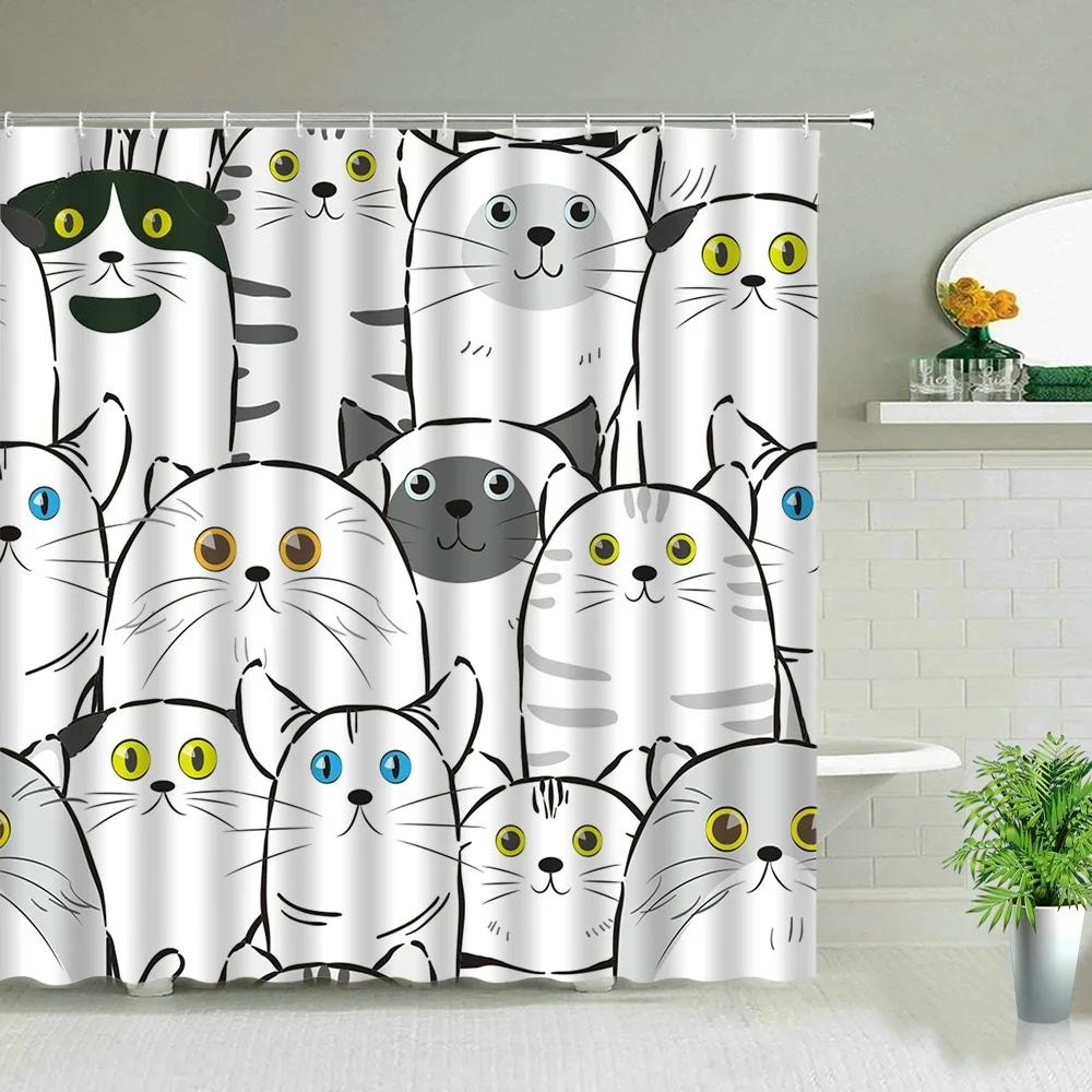 Cute Cats Shower Curtain: Adorable, Playful Bathroom Decor for Fun, Whimsical Ambiance, Cheerful Vibes, and Joy