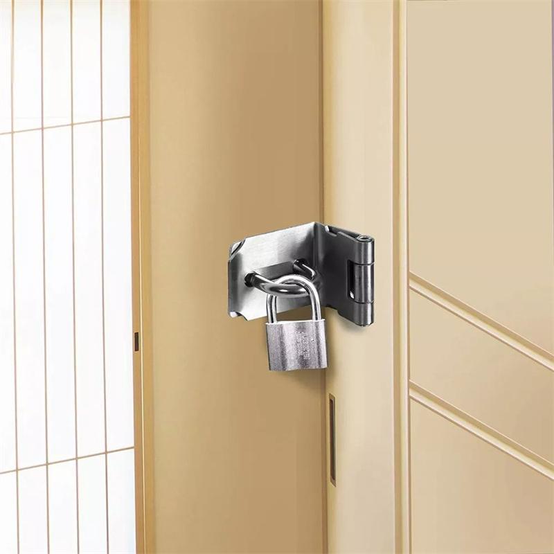 Stainless Steel Padlock Clasp Gate Hasp Staple Door 90 Degrees Latches Lock Shed Latch Household Burglar-Proof Hardware