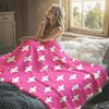 Cute Ghosts Bright Pink Flannel Blanket Perfect for Sofa Office Bed Travel Sleep Read Relax Camping Four Season Use