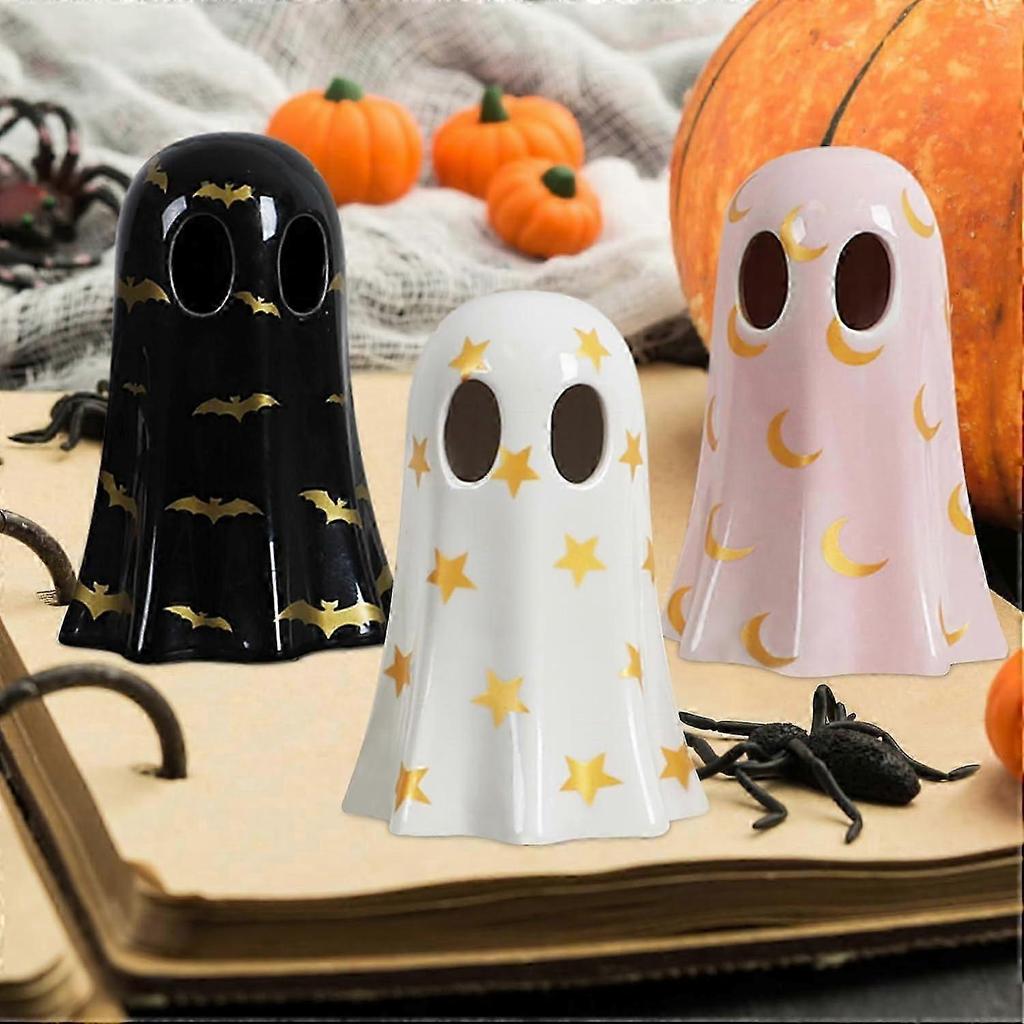 Ghost Halloween Decor, Resin Halloween Ghost Decorations Indoor, Ghost Decor with Witch Hat for Fall Halloween Home Decor