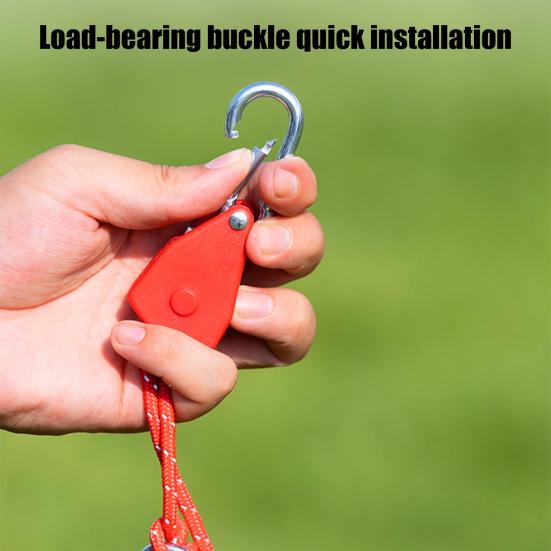 Wind Rope Pulley Adjuster with Load-bearing Buckles Highly Reflective Rope Zinc Alloy Pulley Outdoor Camping Tent Canopy Adjustable Non-slip
