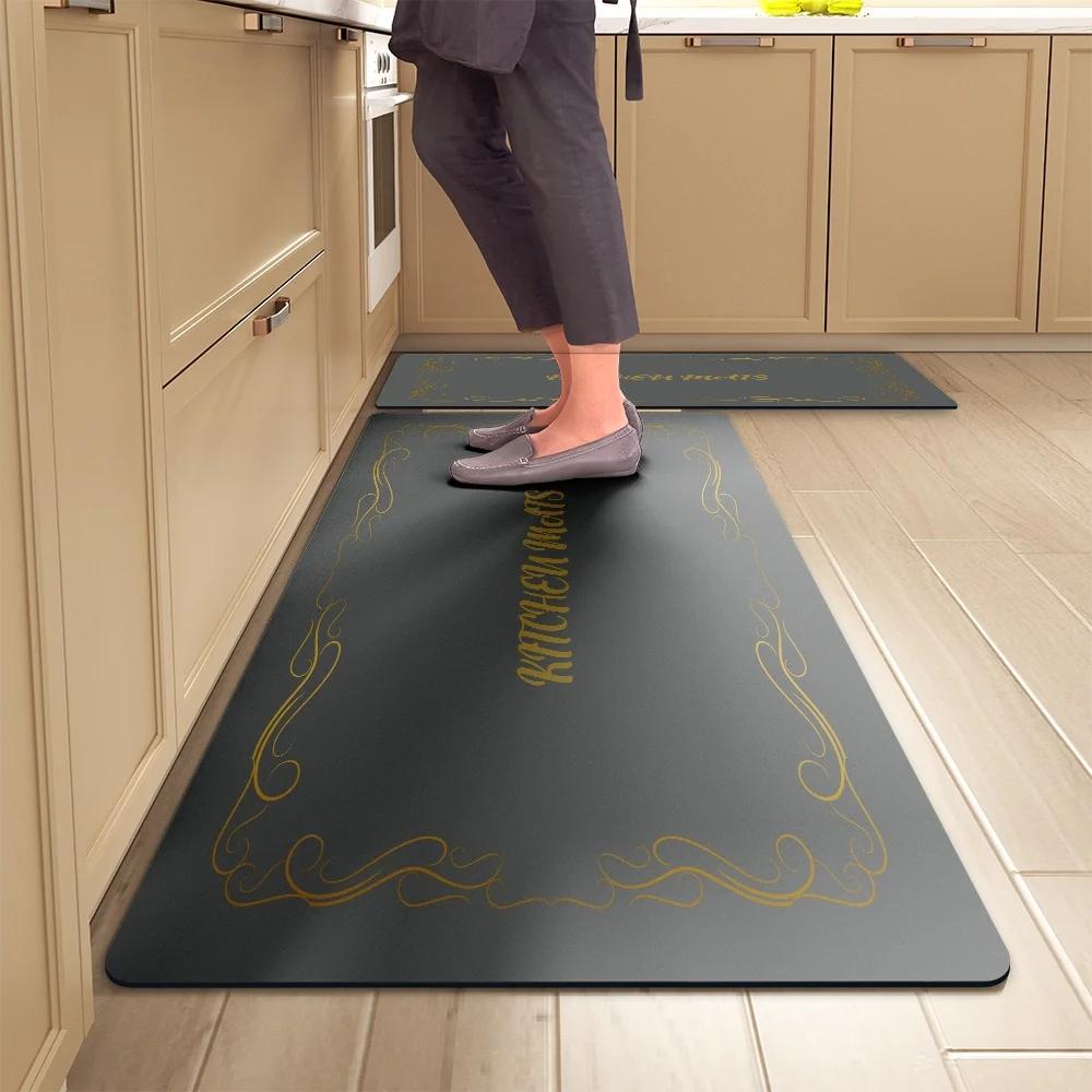 Kitchen Floor Mats Soft Waterproof Non-slip Bathroom Entrance Foot Mats Household Long Strip Carpet Water-absorbent Floor Mats