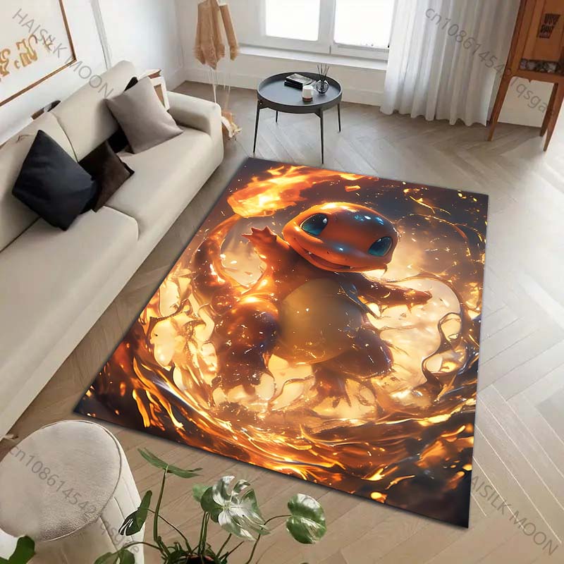 Japanese Anime Pokémon Charizard Printing Carpet for Living Room Bedroom Kid's Room Home Decor Area Rug Sofa Cloakroom Play Mat