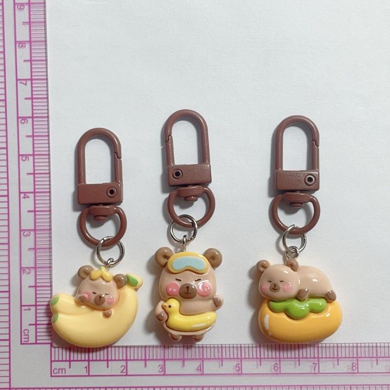 Set of 5/6 Capybara Key Rings Multifuntional Resin Accessory Cartoon Capybara Bag Pendant Suitable for Key and Bag