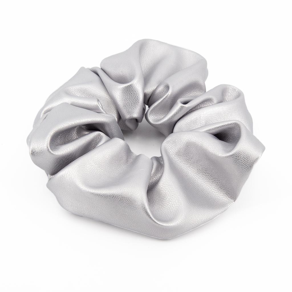 14cm Y2K Scrunchies Metal Silver Color Medium Size Hair Tie Sweet Simple Elastic Hair Band Women Hair Accessories Daily Headwear