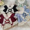 niannyyhouse 20cm Plush Doll Clothes Set: Headband and Dress, Maid Outfit, Cotton Doll Clothes, Cross Letters, Baby Doll Clothes, Dress-Up Clothes (Bl