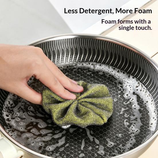 3Pcs Steel Wool Scrubber Pads for Cleaning Dishes Pans Pots Ovens Grills Sinks, Multipurpose Wire Dishwashing Rags, Scrubbers for Kitchen Bathroom