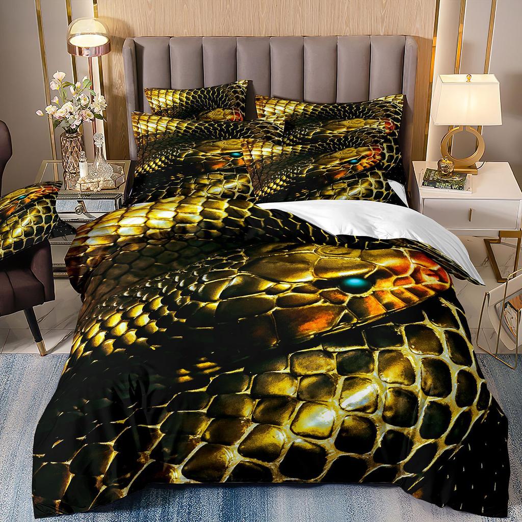 3D Digital Printing Bedding Three-Piece Set Animal Cobra Sheet Duvet Cover