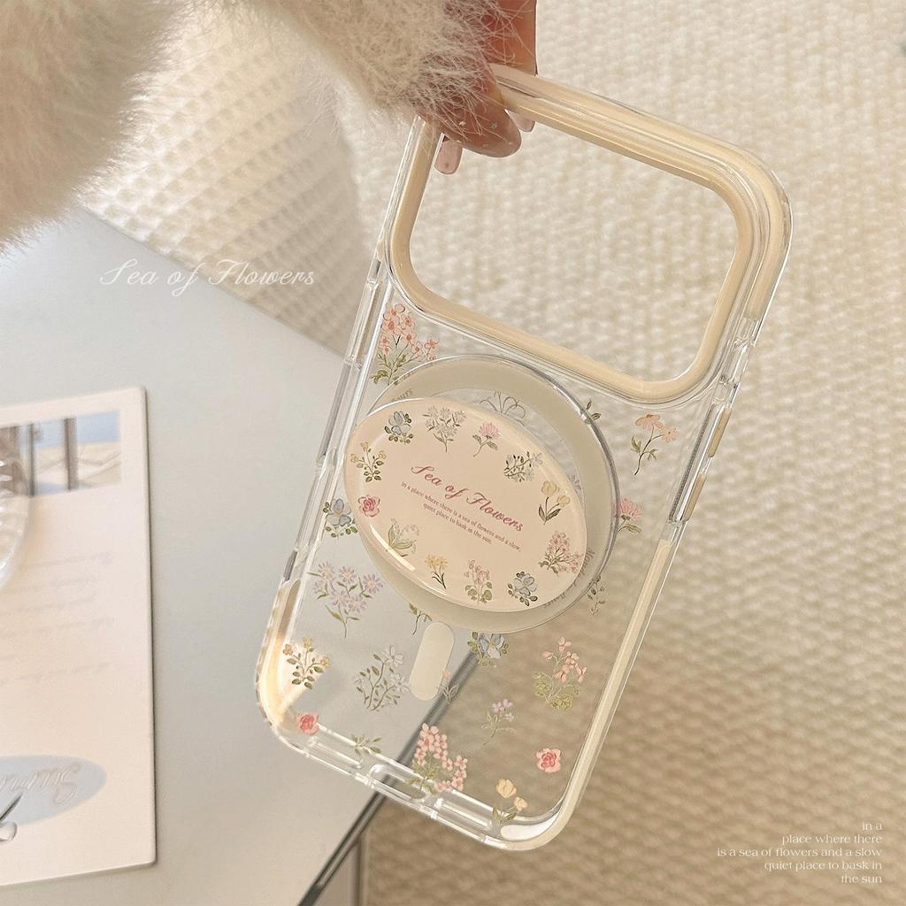 Flower Magnetic Mount Phone Case for iPhone 16, iPhone 17, and iPhone 17 Pro Max