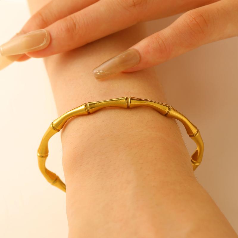 Punk Gold Color Bangles For Women Men Trendy Stainless Steel No-Fading Bracelets Bohemian Fashion Jewelry Accessories Gift