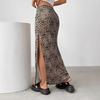 Women's New Stitched Sexy Slit High Waist Leopard Print Hip Cover Skirt